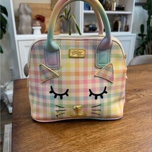 Betsy Johnson gingham Cat Face Handbag